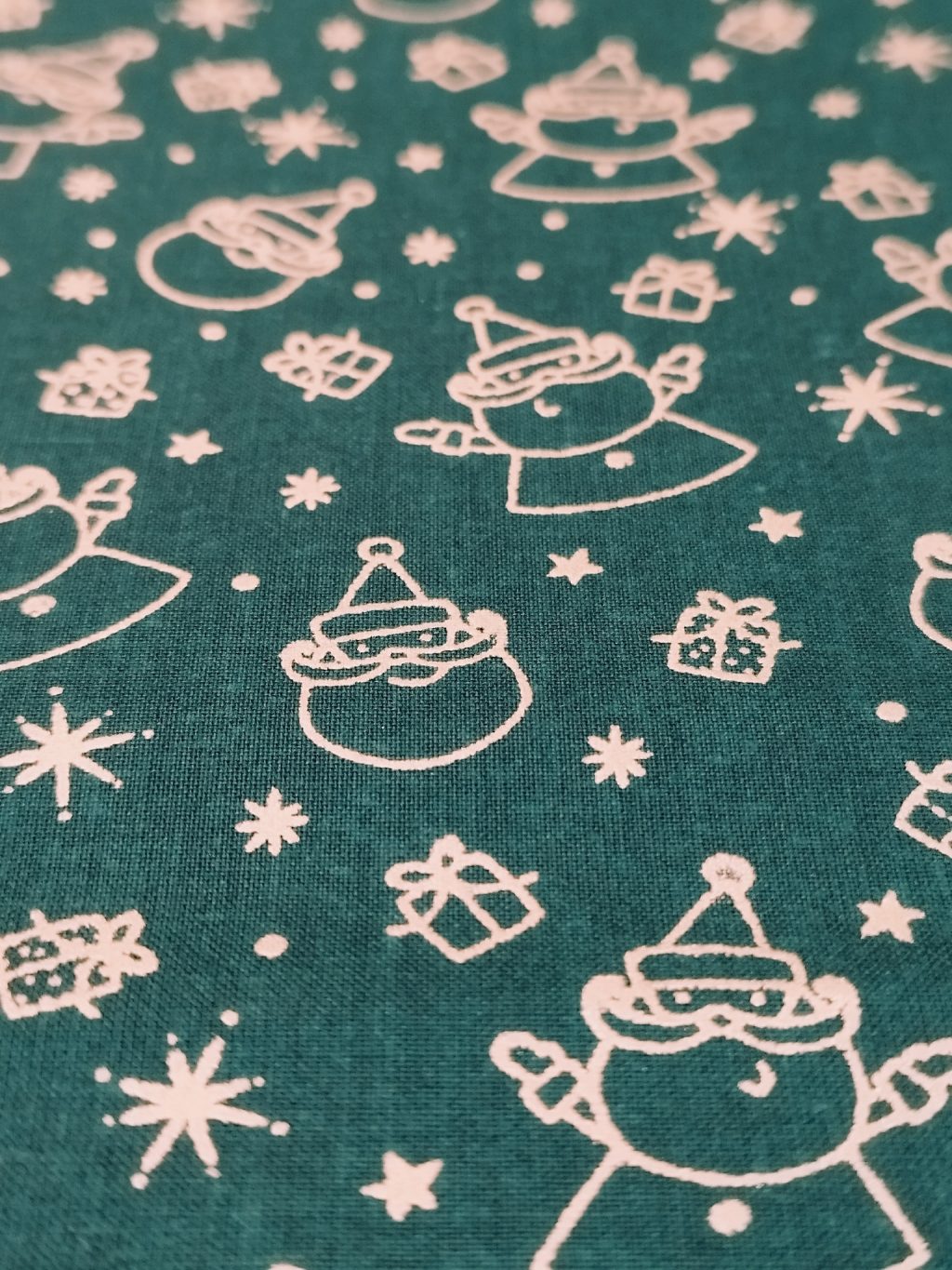 Tecido Natal verde c/ dourado