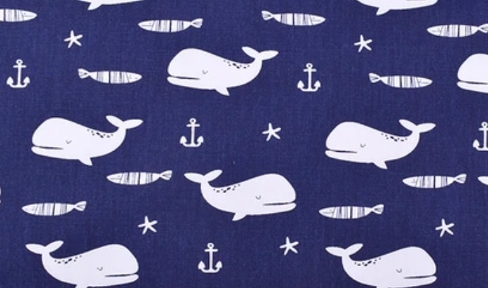 Tecido Baleia azul marinho